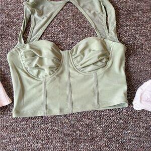 SHEIN Olive Green Bustier Top